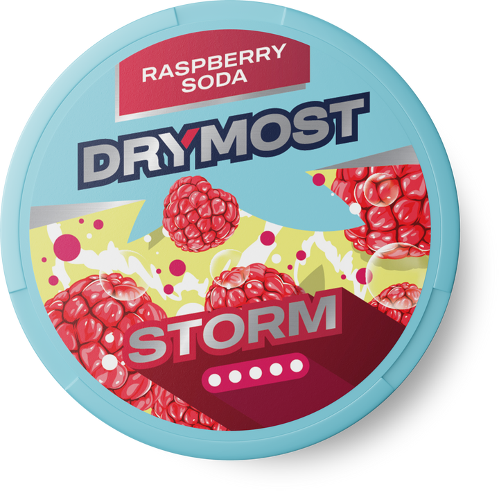 Opakowanie DRYMOST Storm Raspberry Soda - saszetki nikotynowe o smaku malinowej oranżady